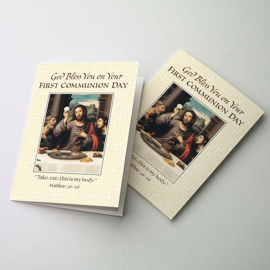 God Bless You on Your First Communion Day, Jesus Last Supper - Greeting Card
