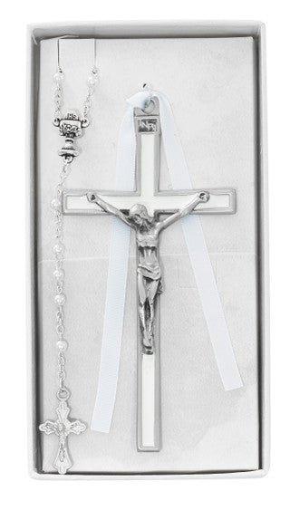 First Holy Communion Enamel Crucifix with Matching Rosary