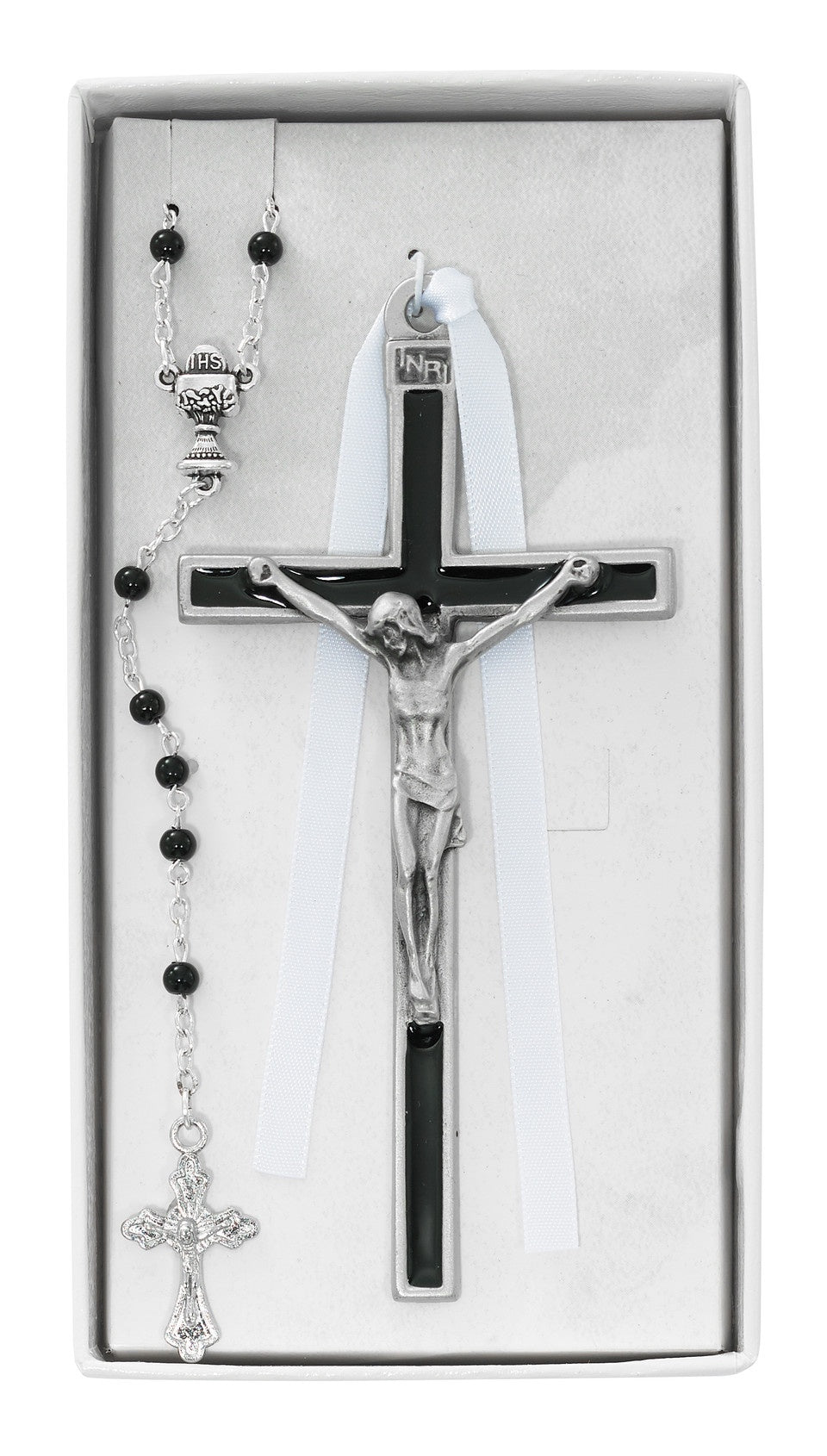 First Holy Communion Enamel Crucifix with Matching Rosary