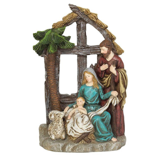 Holy Family In Creche Statue