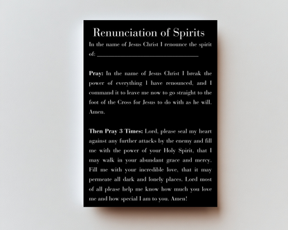 Renunciations of Spirits Premium Metal Prayer Card