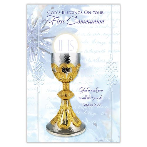 " God's Blessings on your First Communion " Chalice Greeting Card