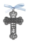 Guardian Angel Cross Crib Medal with Ribbon