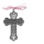 Guardian Angel Cross Crib Medal with Ribbon