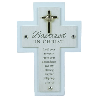 Baptized in Christ, Hang or Stand 7" Cross (Blue or Pink)