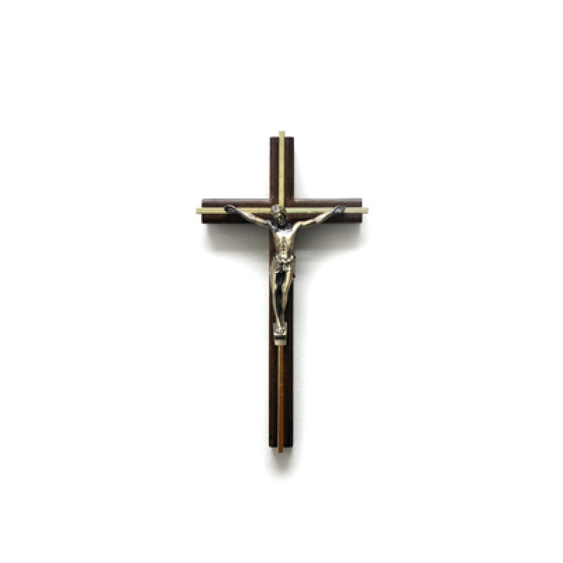 Wood Crucifix with Gold Inlay