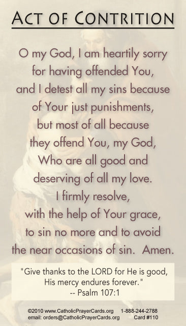 Act of Contrition Holy Card