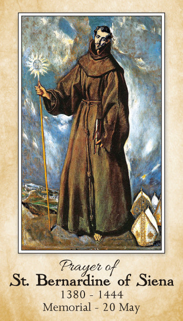 St. Bernardine of Siena Holy Card