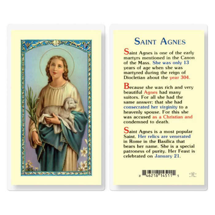 Prayer To St. Agnes Holy Card