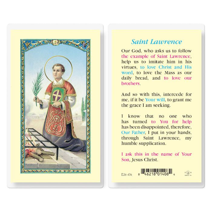 Saint Lawrence Prayer Holy Card