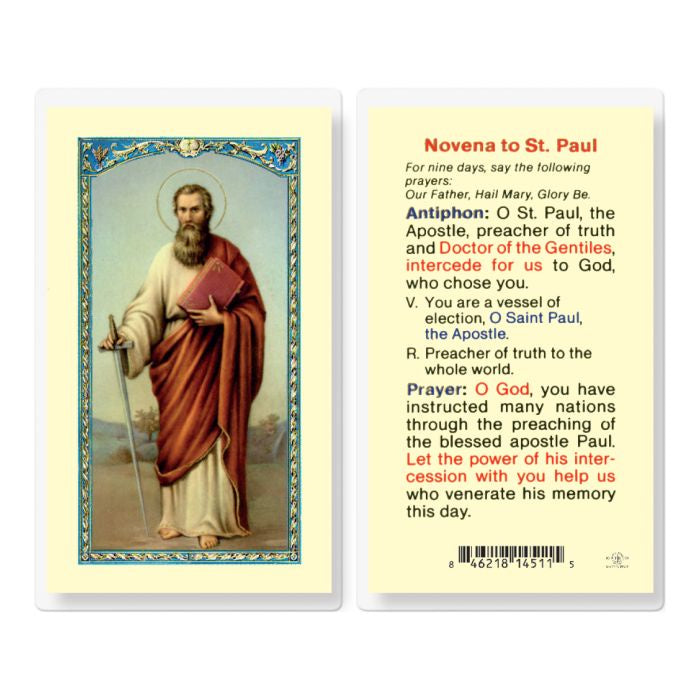 Novena To St. Paul Holy Card