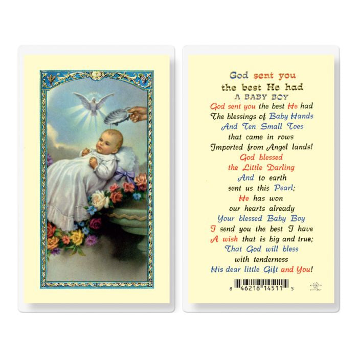 God Sent You The Best He Had - A Baby Boy Prayer Card