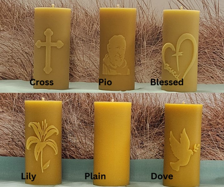 100% Beeswax 3-Day Pillar Candle (Decorative Variations)