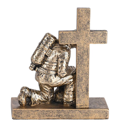 Firefighter, Called to Pray, Kneeling at Cross - 6.5" Statue
