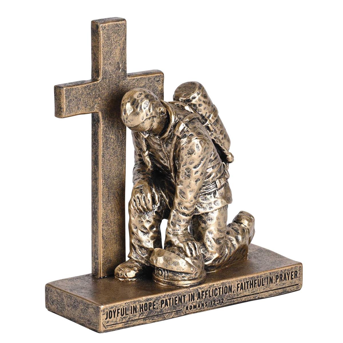 Firefighter, Called to Pray, Kneeling at Cross - 6.5" Statue
