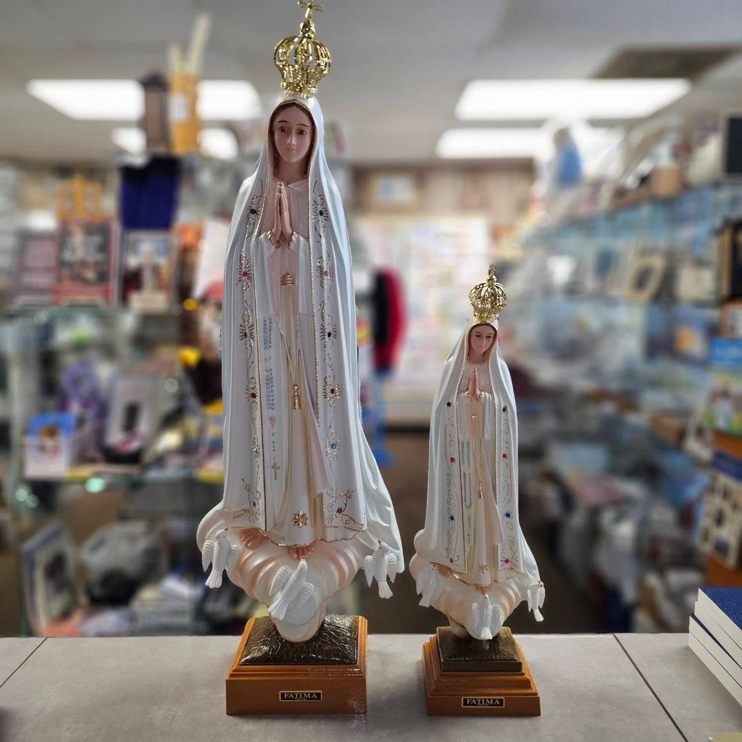 Our Lady of Fatima, with Glass Eyes - 12-24" Statue Options