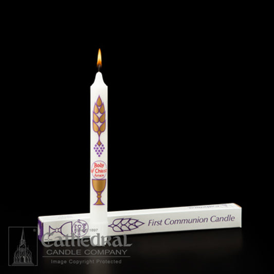 First Holy Communion Candle, "Body of Christ, Amen" - 8"