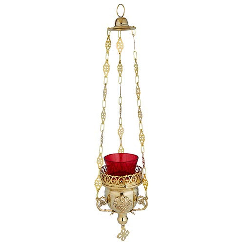 Hanging Sanctuary Lamp with Ruby Glass