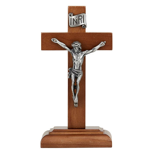 6" Standing Crucifix With Antique Pewter Corpus