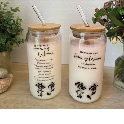 Amazing Woman Glass with Straw