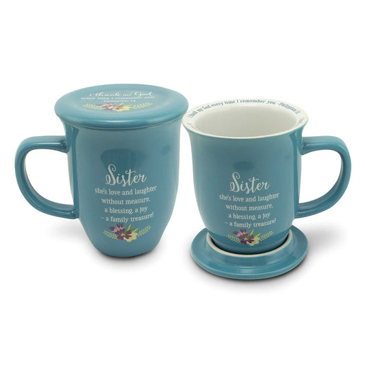 Sister Blue Floral Coastal Mug