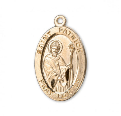St. Patrick, 16kt Gold Over Sterling Silver, Oval Medal - 20" Chain