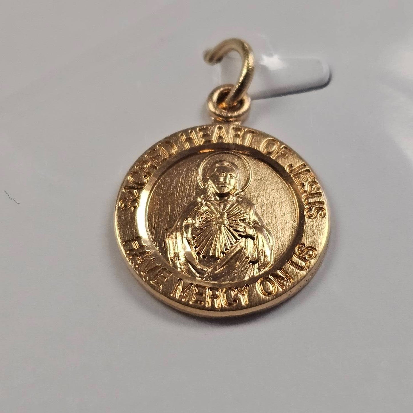 Sacred Heart of Jesus - 16KT Gold over Sterling Silver Round Medal