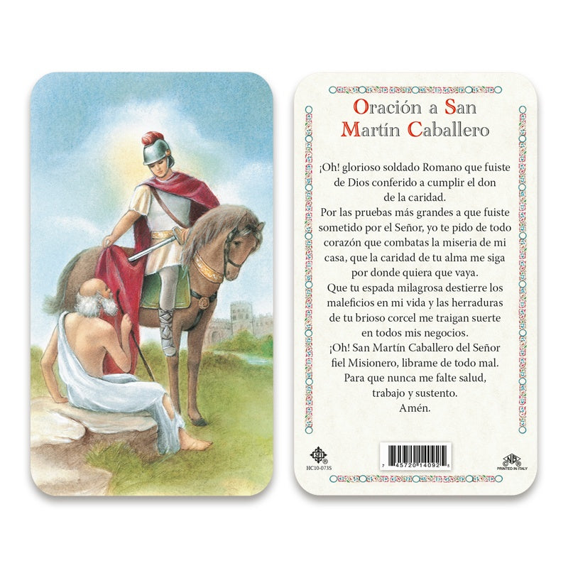 San Martin Caballero Holy Card