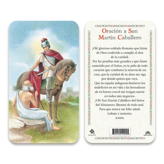 San Martin Caballero Holy Card