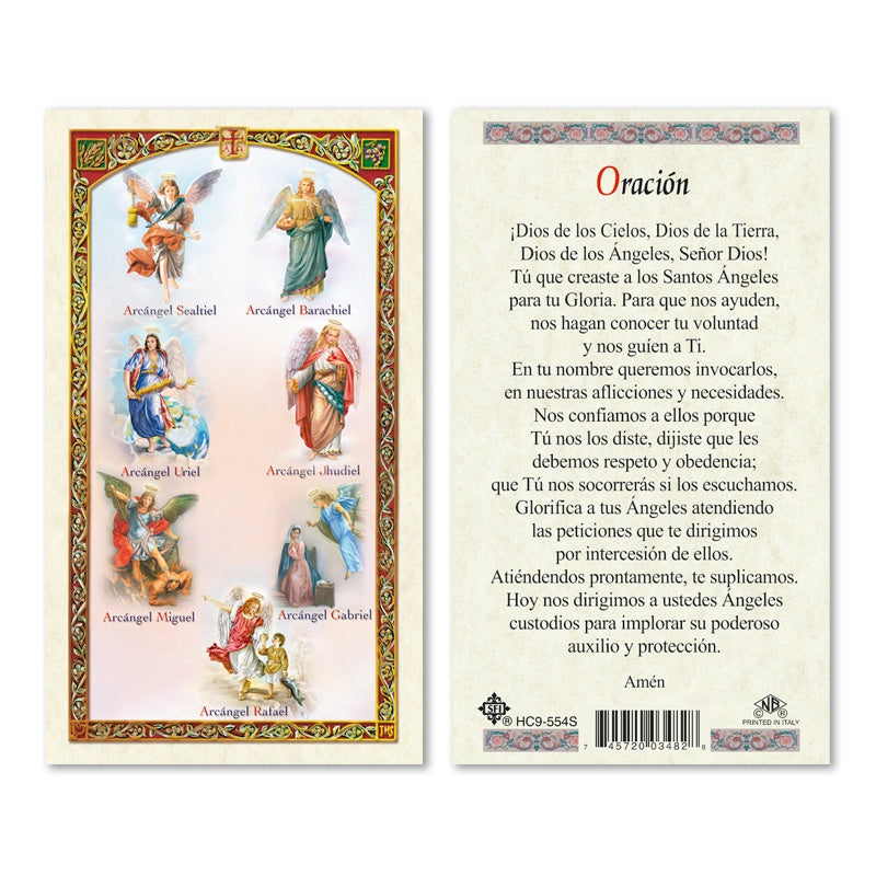 Siete Arcangels Estampita - Seven Archangels Holy Card