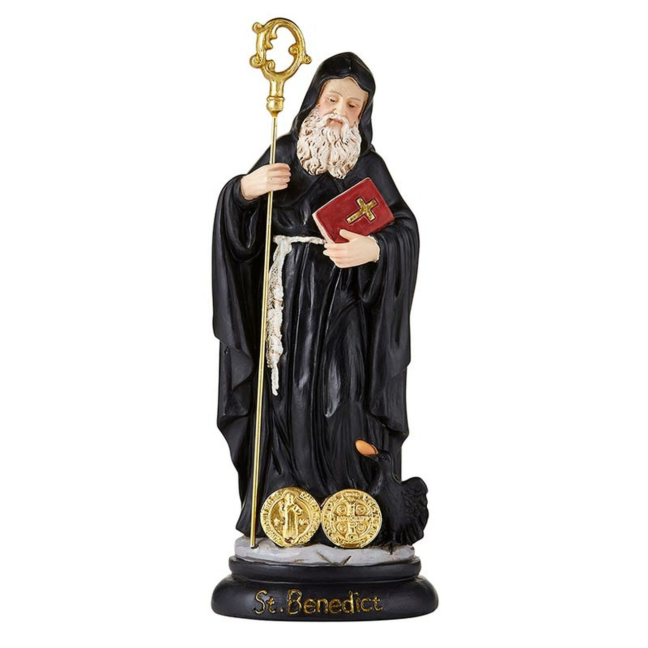 St. Benedict Statue with Medals - 8"