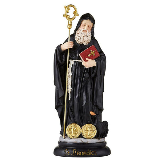 St. Benedict Statue with Medals - 8"