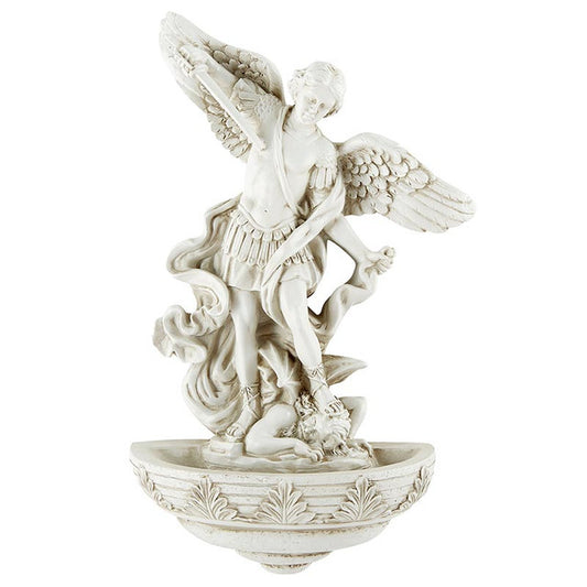 St. Michael Holy Water Font with Stone Look Finish