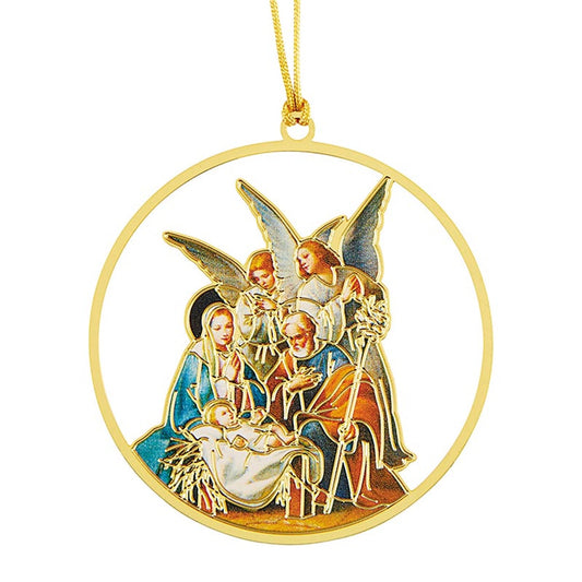 Adoring Angels Nativity Brass Ornament