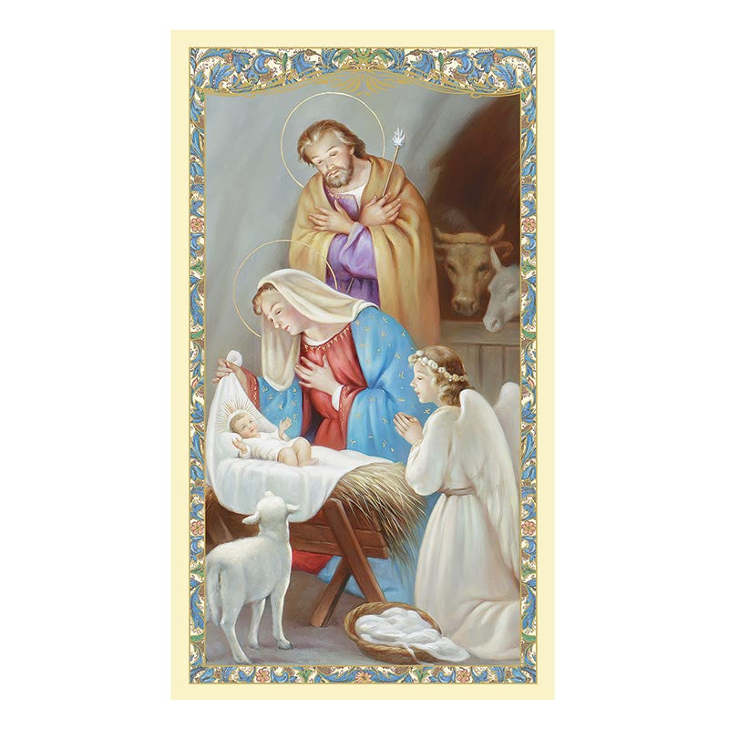 At the Manger - Christmas Holy Card