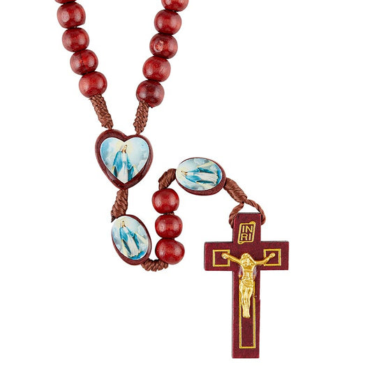 Our Lady Of Grace Wooden Bead Rosary