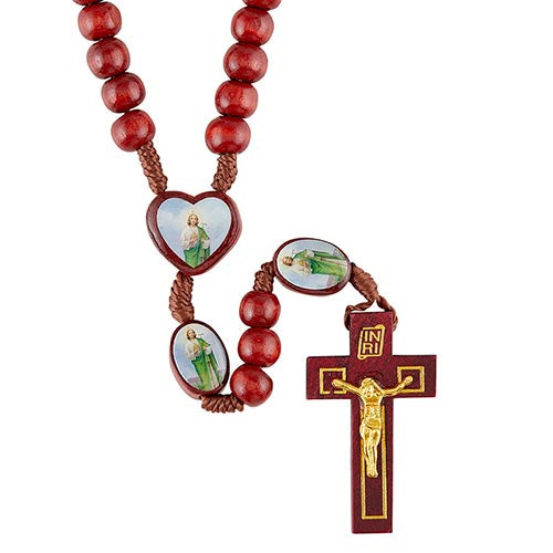 St. Jude Wood Bead Rosary