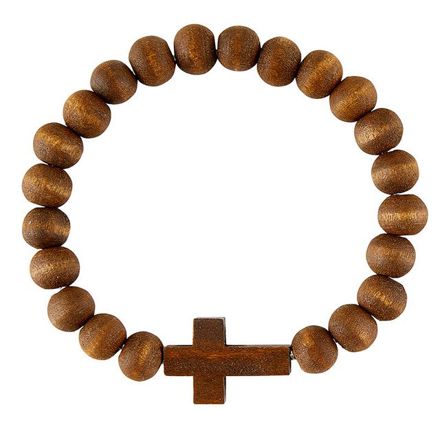 Wood Bead with Cross Bracelet (3 Colors Avaliable)