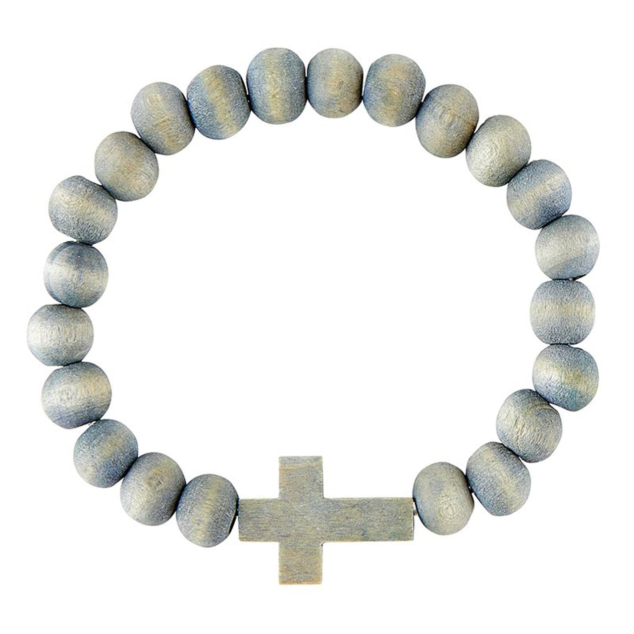 Wood Bead with Cross Bracelet (3 Colors Avaliable)