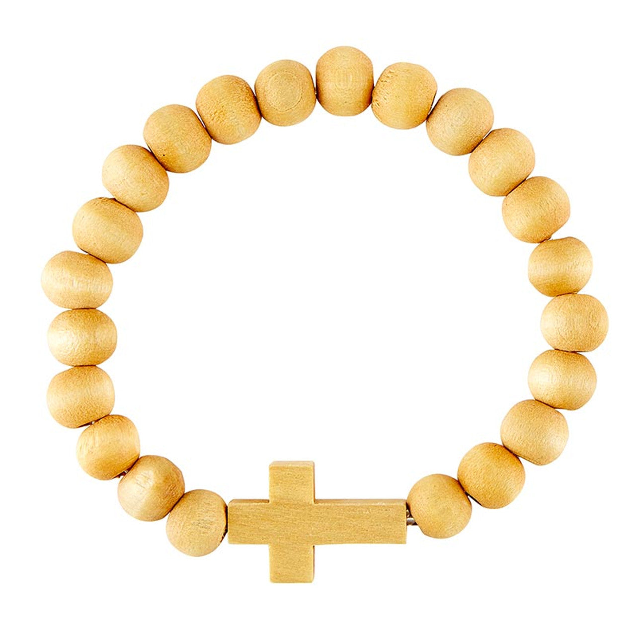 Wood Bead with Cross Bracelet (3 Colors Avaliable)