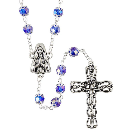 Sapphire Bead Rosary, Double capped