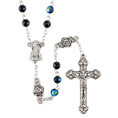 Rosebud Our Father Bead Jet Rosary