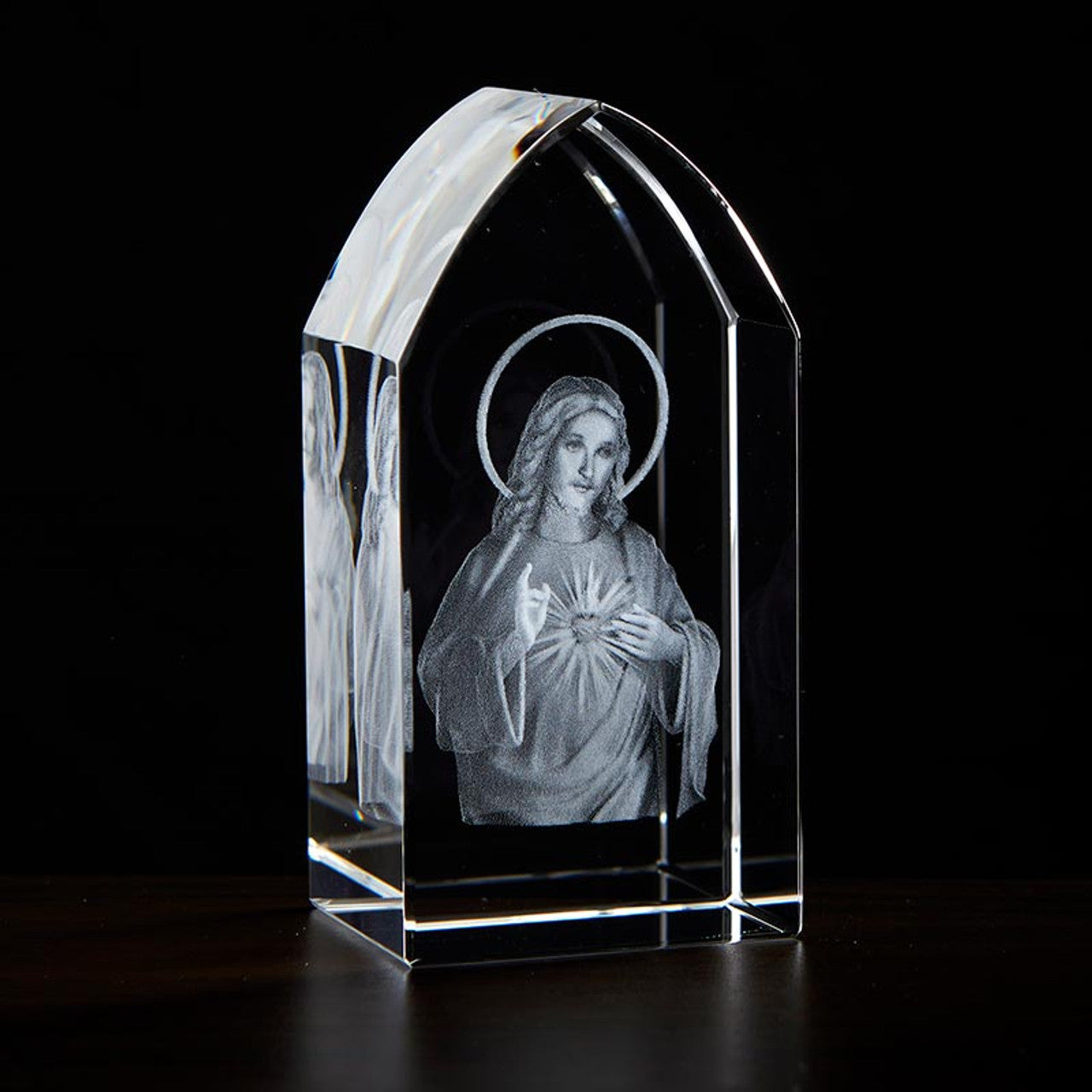 Sacred Heart of Jesus in Etched Glass - 3.25"