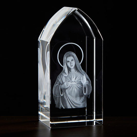 Immaculate Heart of Mary in Etched Glass - 3.25"