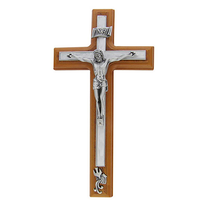 Baptism Crucifix with White Inlay - 8"