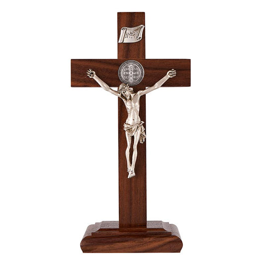 St. Benedict Standing Wood Crucifix