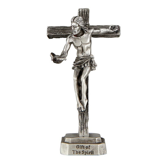 Pewter Gift of the Spirit - Standing Crucifix and Holy Spirit