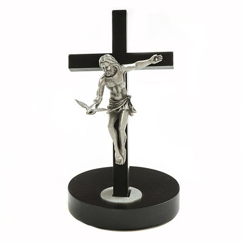 Gift Of The Spirit, Hand or Stand Crucifix In Black Walnut - 8"