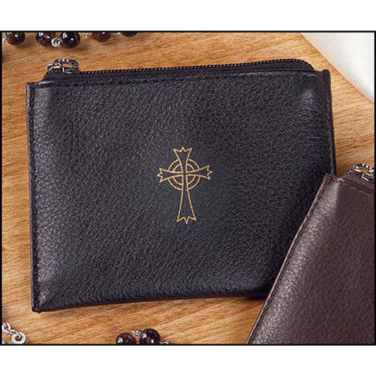 Black Leather Rosary Case - KS210