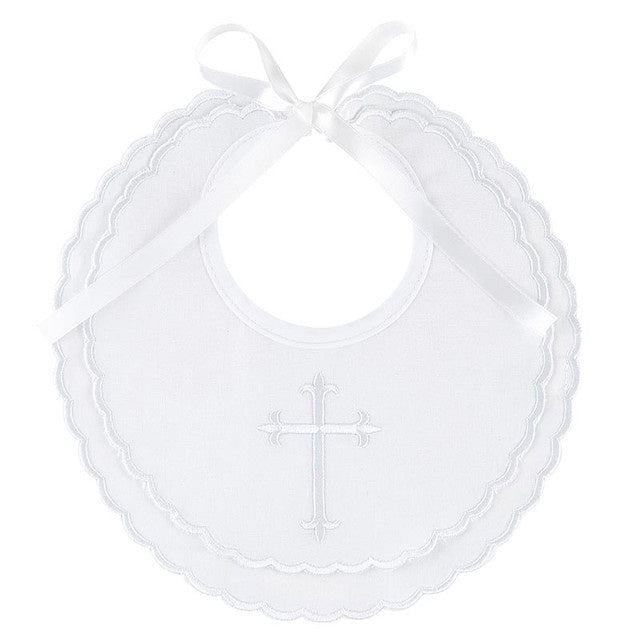 Baptismal Bib with Embroidered Cross